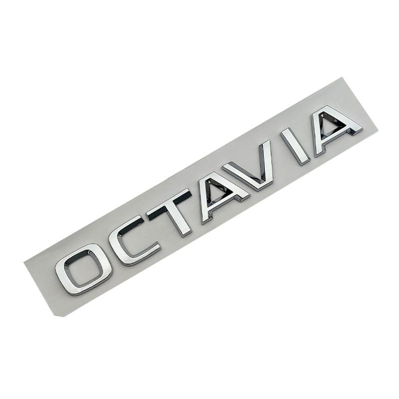 JBIW9 3D ABS Chrom Schwarz Logo Octavia Emblem Buchstaben Auto Heckklappen Aufkleber Für Skoda Octavia 1 2 3 4 MK3 MK4 MK5 RS VRS Zubehör
