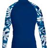 Mens Long Sleeve Rash Guard With Navy Floral Print UV Protection Surfing Outdoor Activities