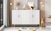 Modern Simple White Matte Multifunctional Storage Cabinet 4 Open and Closed Doors Dining Room Cabinet Gold Decoration 160*35*100cm