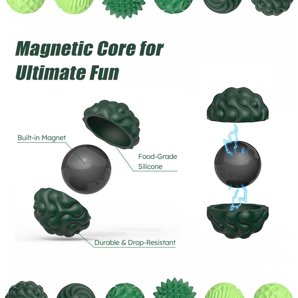 Magnetic Fidget Balls Toys, Silicone Sensory Stress Relief Toy for Adults,Teens with  Fidget Magnets & Magnetic Toy Fun Gift