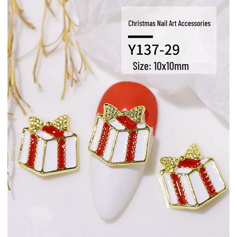 Christmas Alloy Nail Art Decor: Cartoon Santa, Bells, Reindeer, Snowflakes & Rhinestone Accessories