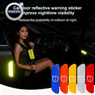 For 4Pcs Car Bumper Reflective Safety Strip Stickers Decoration For Volvo ES90 EC40 EX40 EM90 XC90 V90 V60 XC60 V40 S80 S6