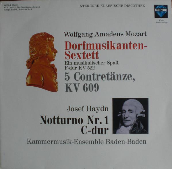 

LP Record WOLFGANG AMADEUS MOZART JOSEPH HA DorfmusikantenSextett Ein Musikal 293712 Saphir 1973 Germany Classical Used