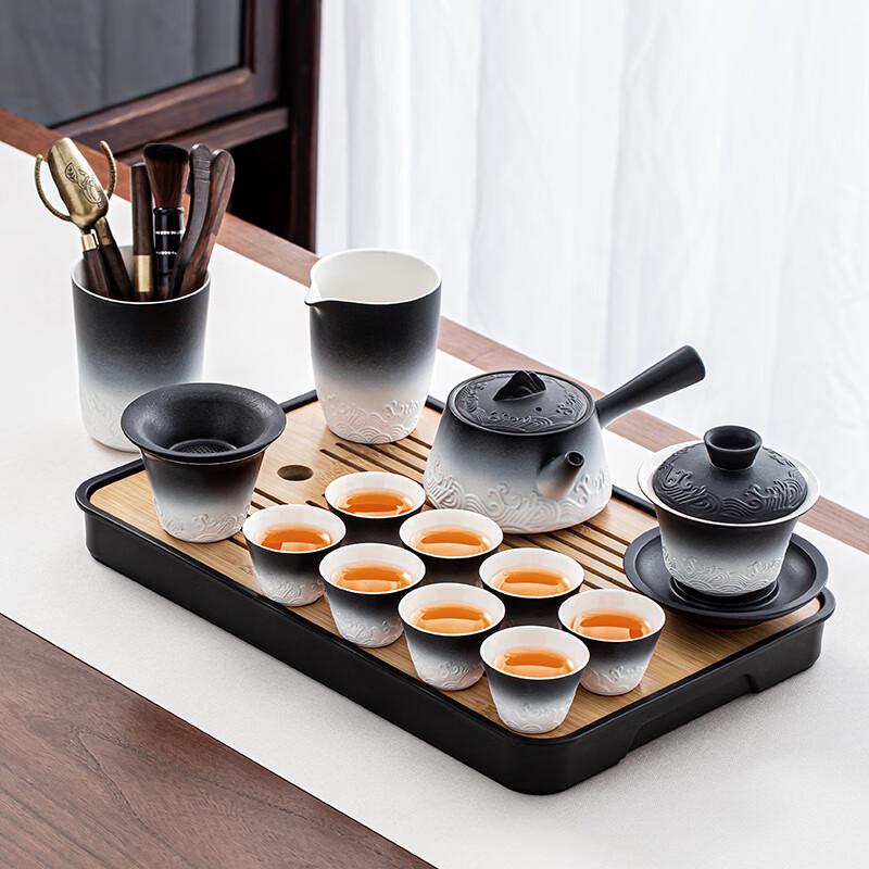 Lainuo Gradient Black Sea Wave Chinese Tea Set
