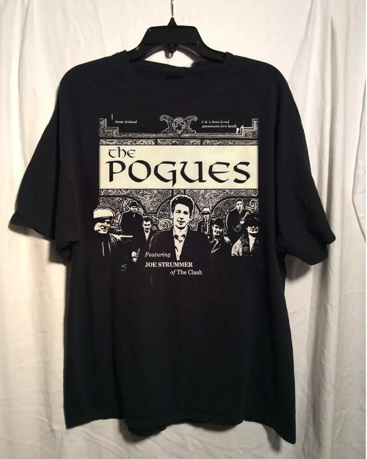 Retro The Pogues Band Tour Featuring The Clash T Shirt S-5XL Cotton Black TR572 XS