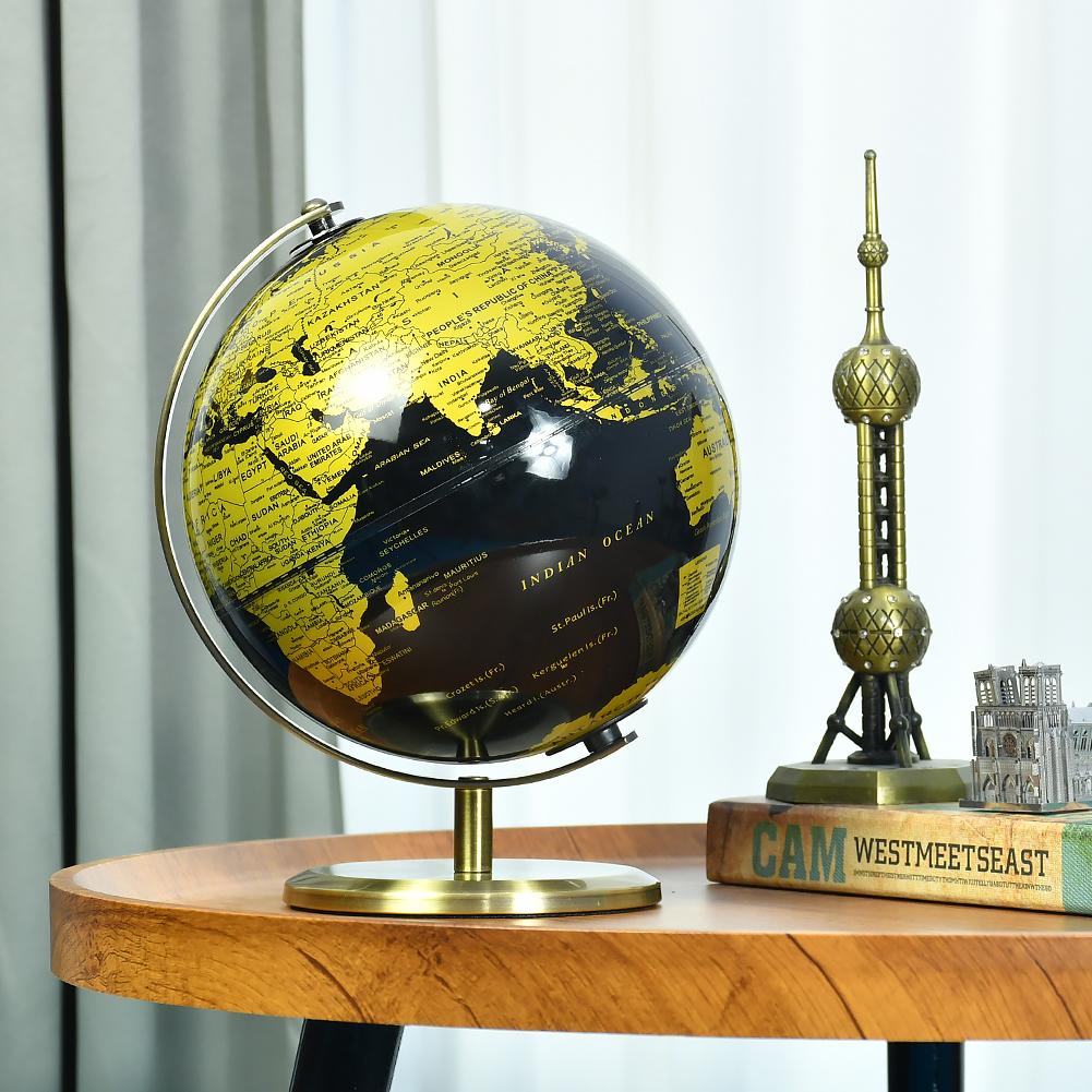 20cm Retro Metal Frame Rotating Earth Globe High Quality Luxury World Map Globe Decor Vintage Globe for Home Office Decoration