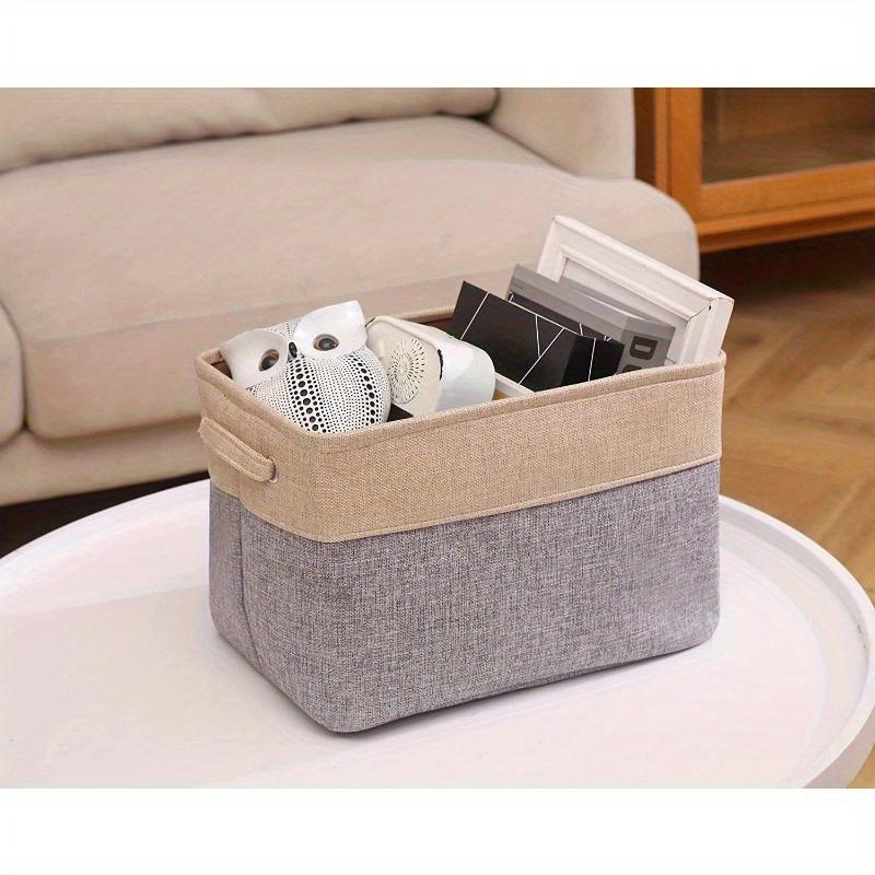Foldable Canvas Storage Bins with Handles, Sturdy Cubic Organizer for Home, Office, Nursery, Closet (Simple Color Matching)