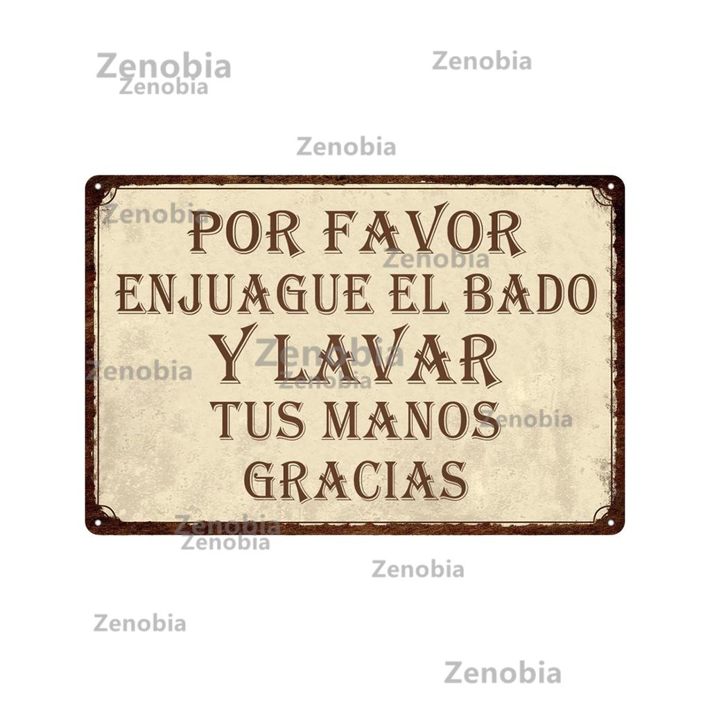 Zenobia Home Decor Spanish Sign Vintage Metal Poster Bar Pub Club Hogarena Bano Man Cave Wall Art Iron Painting Decorative Plate
