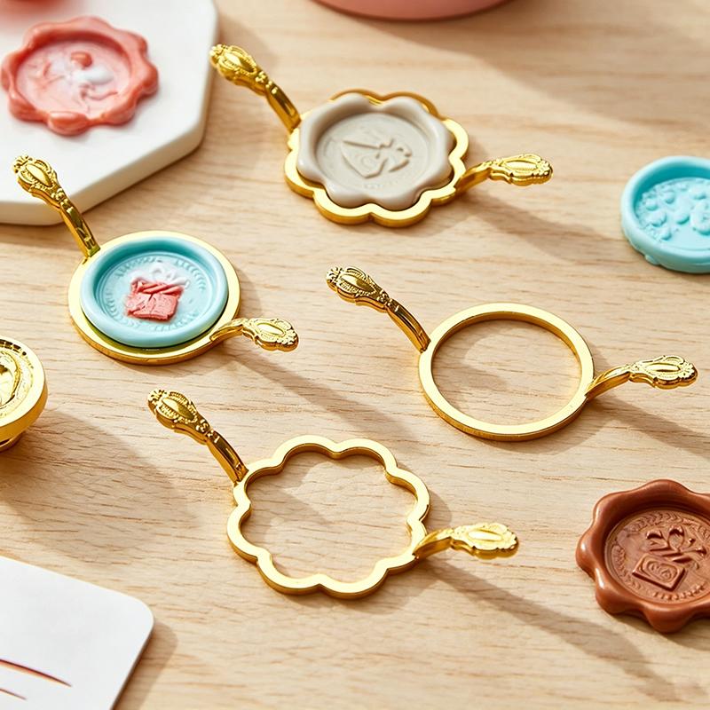 Metal Seal Wax Molds Holder Flower Round Fix for Wedding Invitations Cards Packaging Shape Sealer Wax Stamp and Die Sets SB042