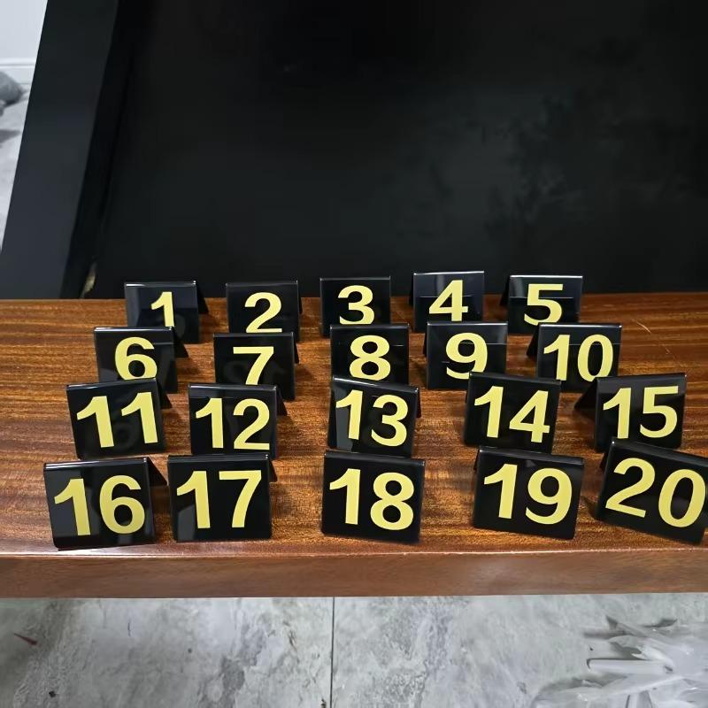 

1-40 Acrylic V-Type Number Plates Table Numbers Cards Set Signs Position Markers for Restaurants Hotels Events Wedding Seat Tags