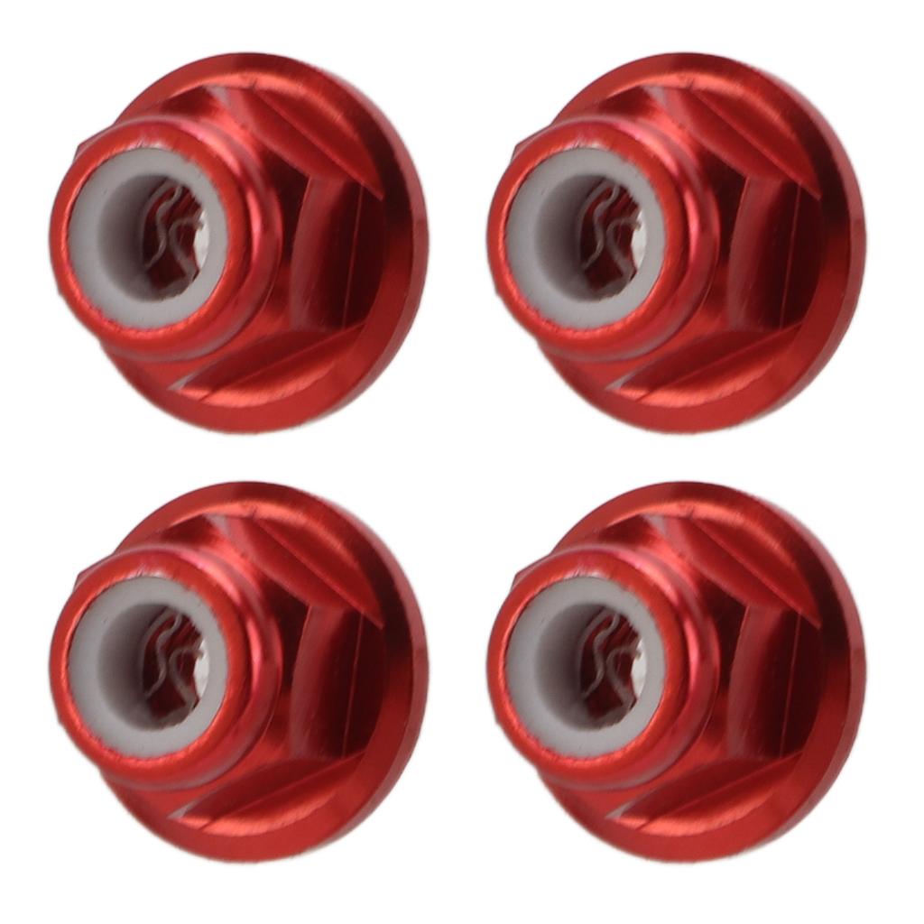 4Pcs RC Car Nuts M4 Aluminum Alloy 4mm Inner Diameter RC Car Accessory for 1   10 Remote Control VehicleRed