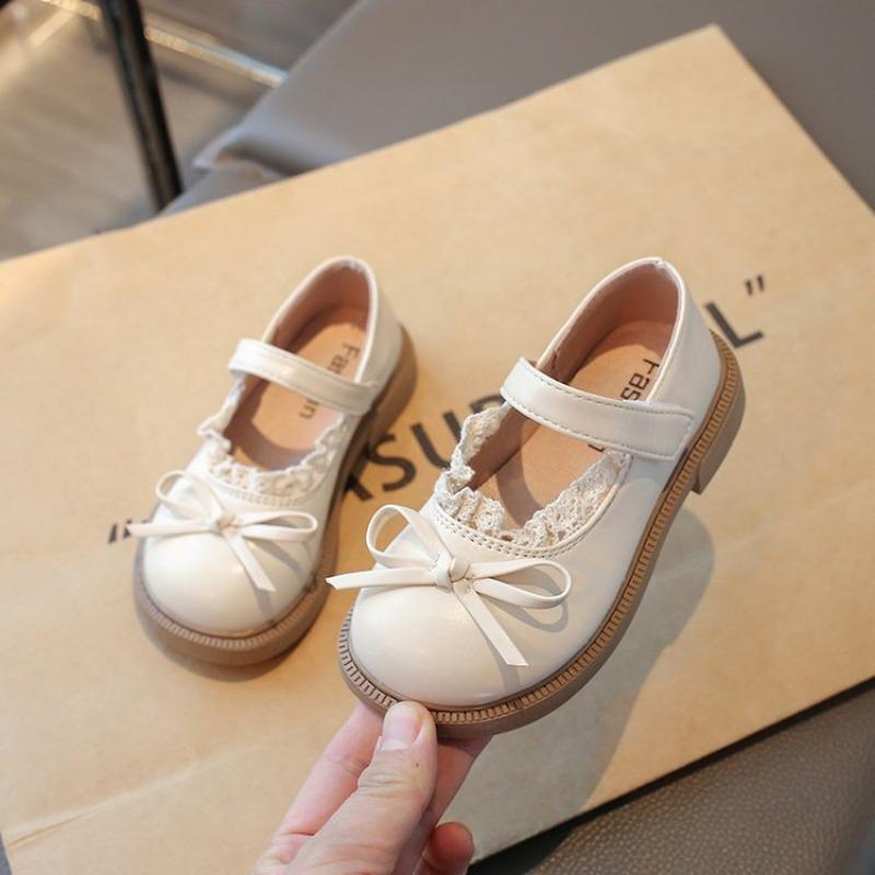 Girls Little Kids Non Slip British Style Daily Wear Leather Single Shoes