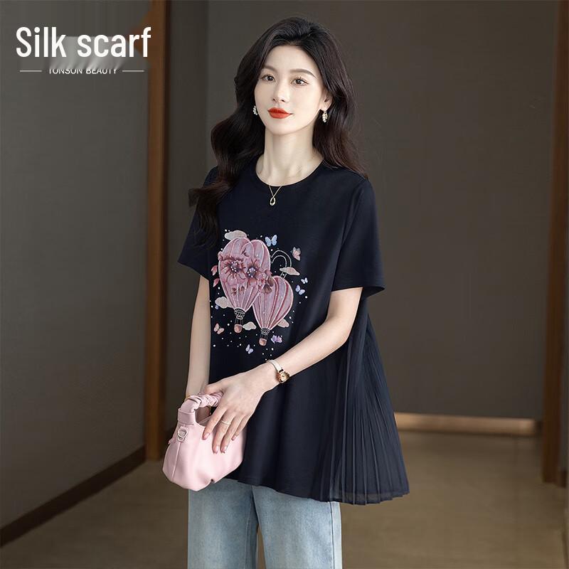 Women s 2025 Summer Casual Print Short Sleeve T-Shirt XL