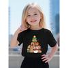 European Sizes Christmas Capybara Cotton Short-sleeved T-shirt American Fashion Cute Printed Girls' Bottoming Shirt Summer