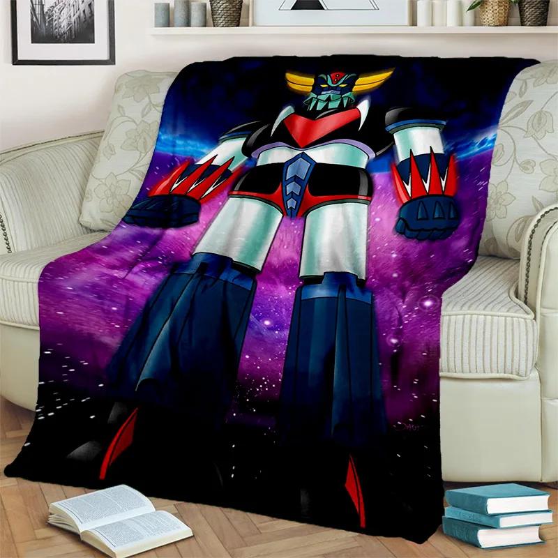 Cartoon UFO Robot Grendizer Anime Blanket,Soft Throw Blanket for Home Bedroom Bed Sofa Picnic Travel Office Cover Blanket Kids