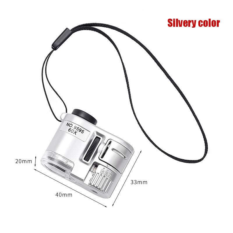 60X Handheld Magnifier Pocket Mini Microscope Magnifying Glass Jewelry Loupe with UV LED Light for Jewelry and Currency Detector