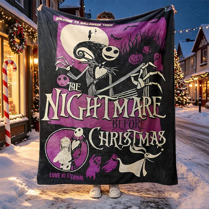 The Nightmare Before Christmas Pattern Blanket for Home Decoration, Bed, Sofa, Car Travel, Camping, Suitable for All Seasons, Birthday Christmas Gift