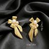 ins style French retro pearl stud earrings women's 18K gold-plated niche design high-end earrings