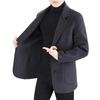 Men Woolen Coat Lapel Long Sleeve Single Breasted Jacket Coat with Pockets Solid Color Loose Fit Casual Outerwear Cold Weather Wear