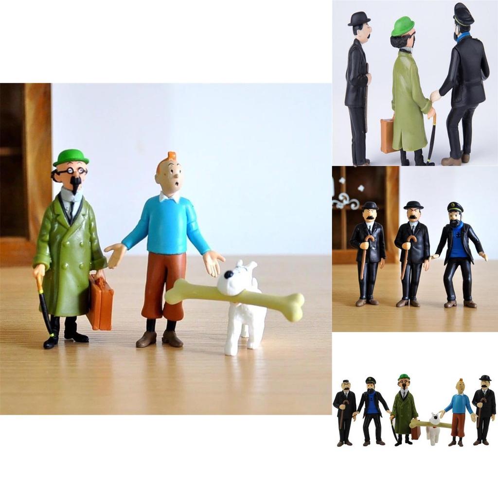 Colorful 6pcs The Adventures Of Tintin Action Figure Set For Kids Gift And Play
