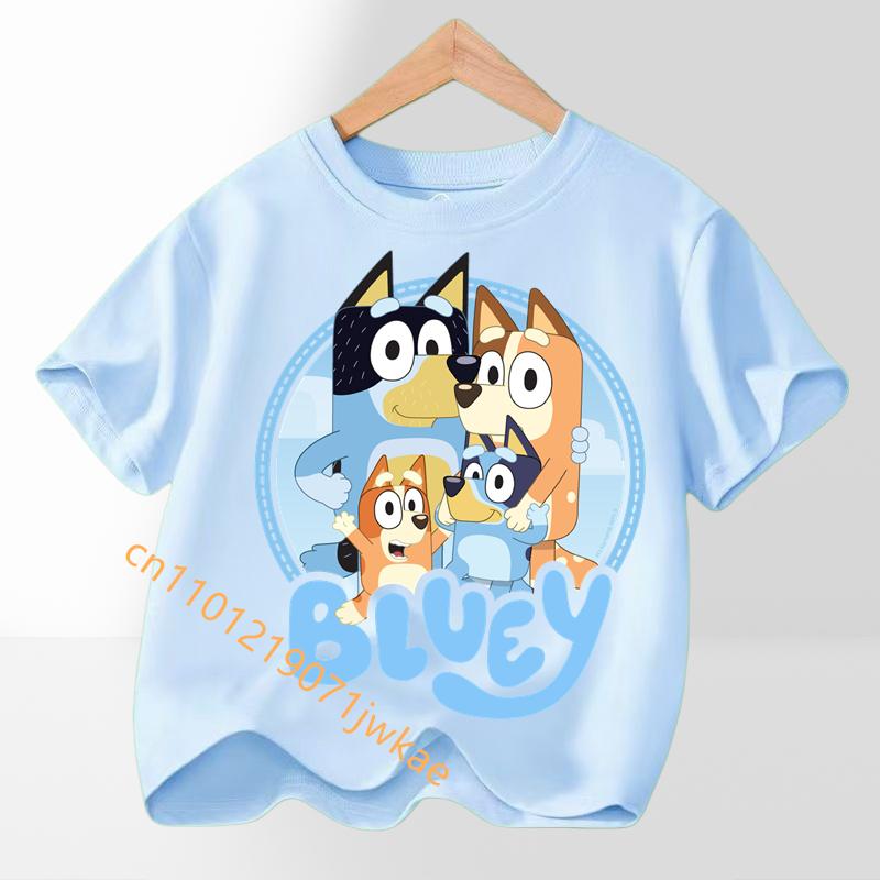 Boys Girl Short Sleeve Tee Cute Outfits Gift T-Shirt Multi-color Bluey Kids Tees Clothes T Shirts Children Cartoons Casual Tops