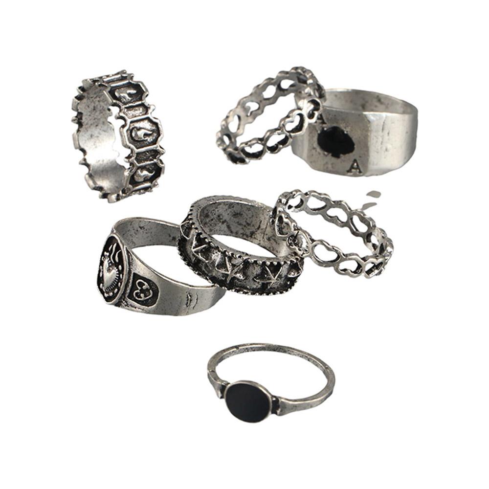 Simple Heart Width Hip-hop Spades A Korean Style Ring Men Finger Ring Irregular Ring Punk Style