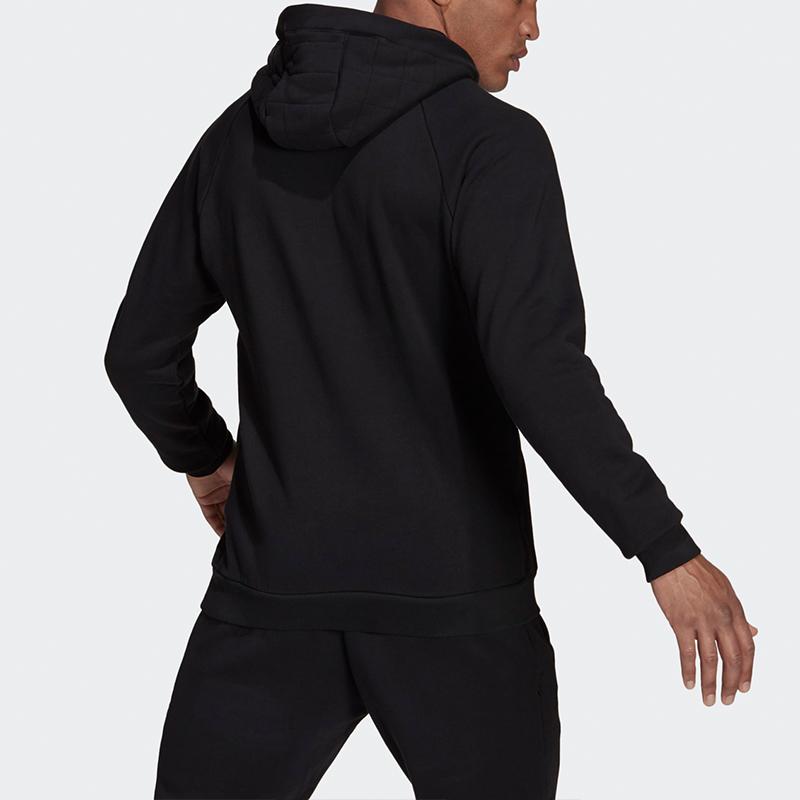 adidas Manchester United Embroidered Logo Hoodie, Men Casual Football Long Sleeve Tops Black GR3909