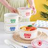 Cartoon Printed Ceramic Soup Bowl With Ergonomic Handle 800ml To 1100ml Rotating Time Trackers Lid Microwave Safe For Students Adults