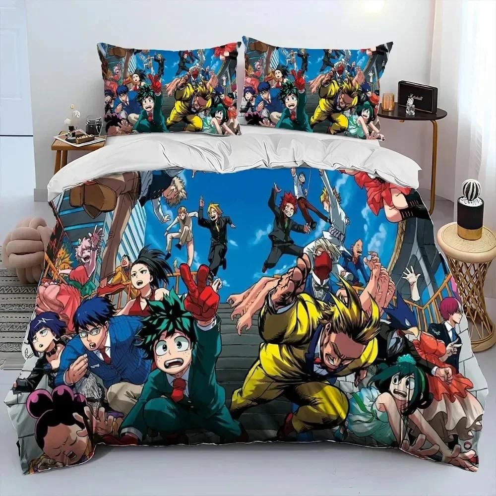 Anime My Hero Academia Izuku Deku Ložní souprava Tištěná s povlakem na polštář Měkký povlak na přikrývku Jednolůžko Dvojlůžko Královská Velikost