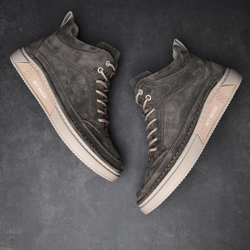 Men's Fashion High Top Ankle Boots Autumn Winter Genuine Leather Casual Retro Desert Sneakers