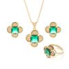 Emerald Necklace Women'S Premium Vintage Versatile Temperament Zircon Flower Pendant Exquisite Set