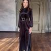 2023 Autumn Plus Size Women's Pleated Dress with Belt