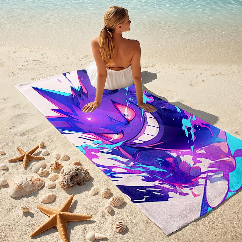 1pc Gengar1 Beach Towel, Comfortable and Thick, and Swimming/Bath/Picnic/Camping Towel, Suitable for Seaside Beaches