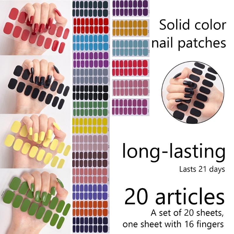 Nails Art Stickers Waterproof Nail Polish Stickers Solid Color Nail Sticker Nail Polish Strips Full Nail Wraps Sticker
