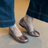 Sheepskin Version~ Round Head Bow Flat Shoes, Shallow Mouth Versatile One-pedal Ballet Single Shoes, Female Grandma Shoes