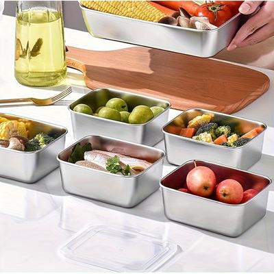 5-teiliges Set Lebensmittelaufbewahrungsbehälter aus Edelstahl - Luftdichte BPA-freie Brotdosen für Meal Prep, Camping & Büro, Spülmaschinenfest