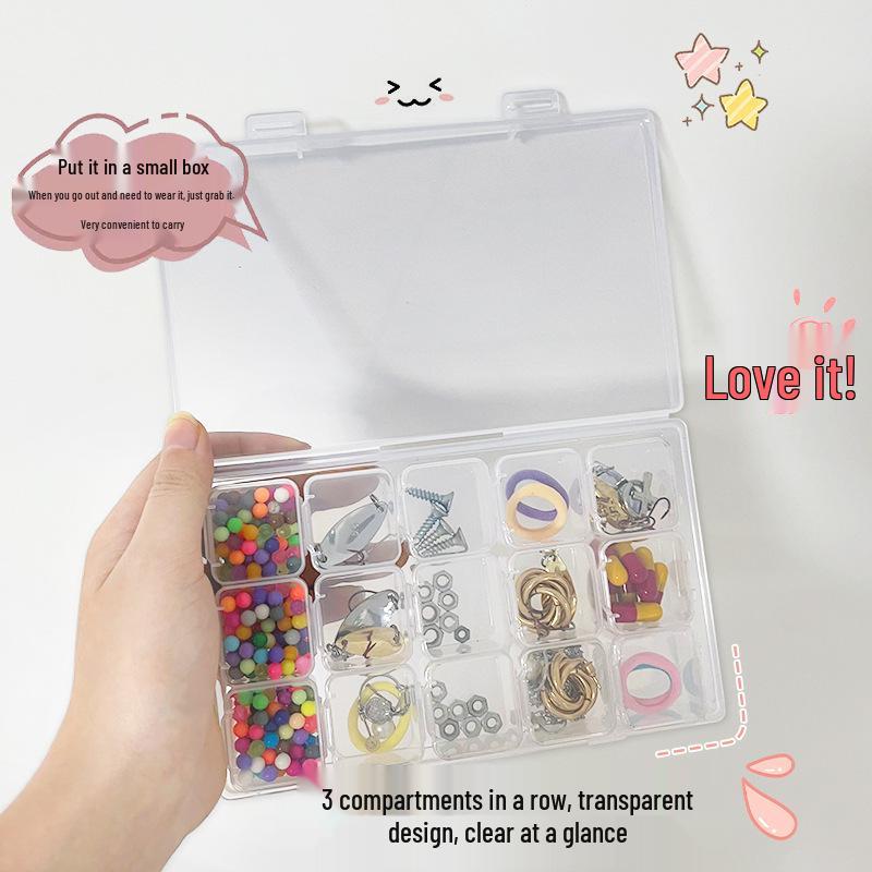 Transparente Aufbewahrungsbox mit mehreren Fächern für Schmuck, Nagelkunst und Zubehör