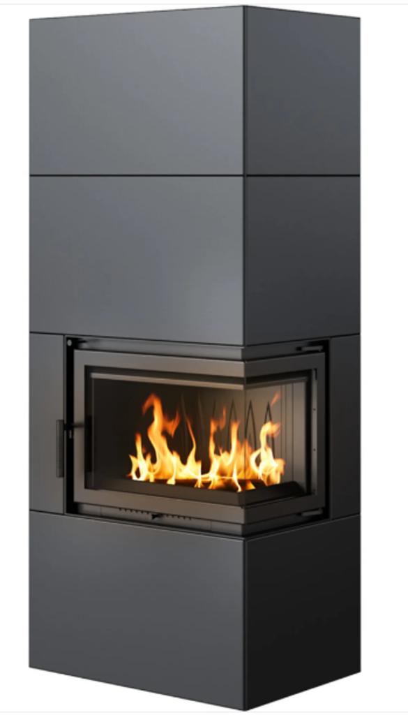 Modular Fireplace Box 8 kW Ø 200 Black Self Closing Door