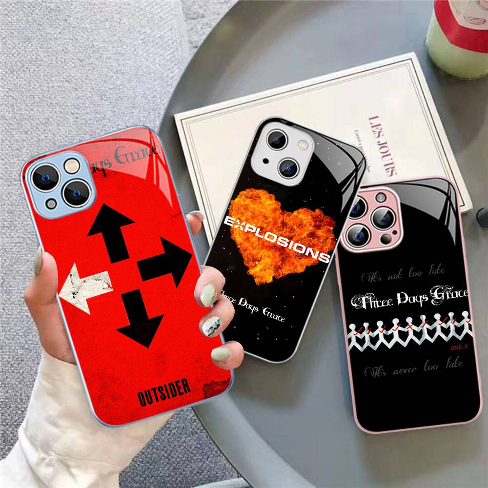 Classic Vintage Three Days Grace Band Tempered Glass For Iphone 14 13 12 11 Pro Mini XS MAX 14Plus X XS XR Cover
