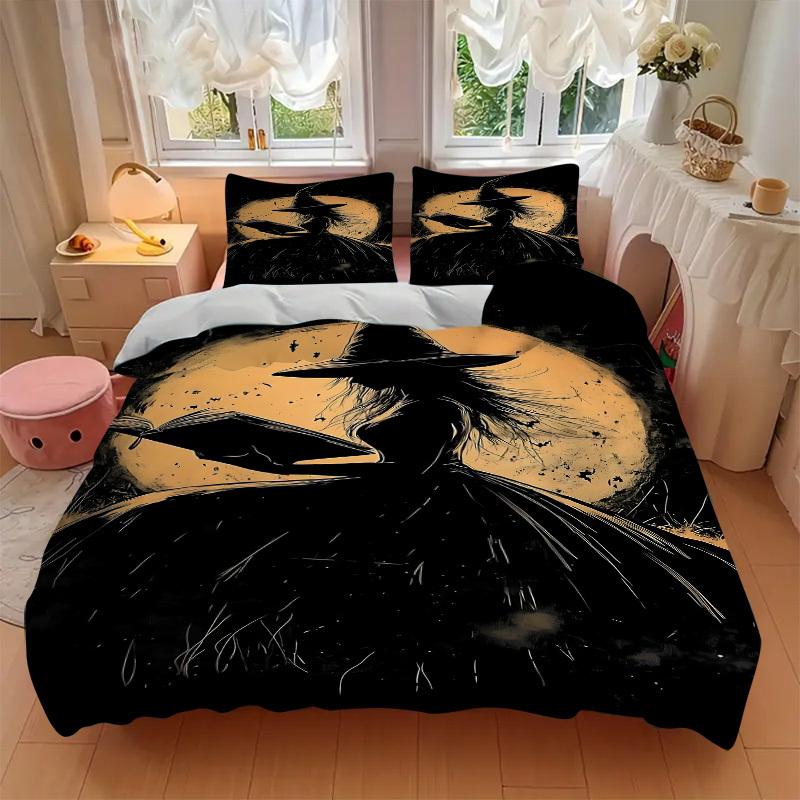 3pc Witchcraft Moonlight Cover Set - 1 Quilt Cover + 2 Pillowcases, All Seasons Bedroom Setting, Perfect for Home047