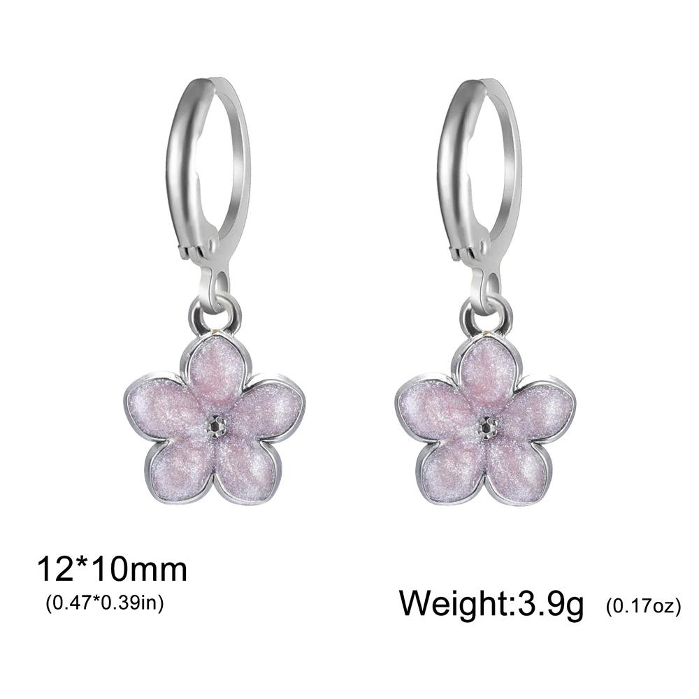 Cazador Enamel Flowers Women's Earrings Stainless Steel Gold Color Plumeria Daisy Hoop Earrings Jewelry Trendy Mother's Day Gift