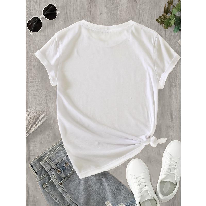 European Size European Size Women's  Short-Sleeve T-Shirt with Tree Print - Casual Round Neck Blouse, Spring Summer Casual Attire