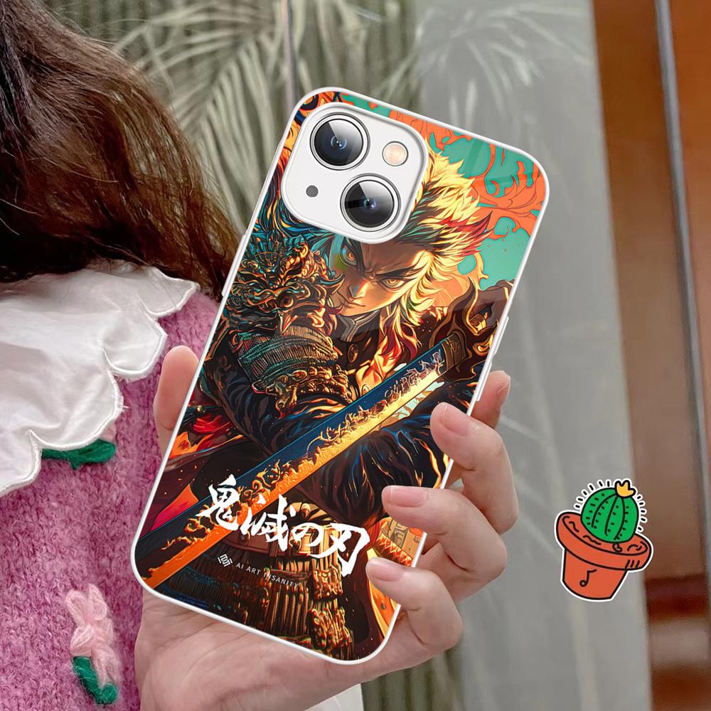 Demon Slayer Phone Case Tempered Glass For Iphone 14 13 12 11 Pro Mini XS MAX 14Plus X XS XR Fundas