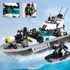 X030 Hurricane Sea Patrol Boat Children Assemble Small Particles Building Block Toy Big Boat Figurine