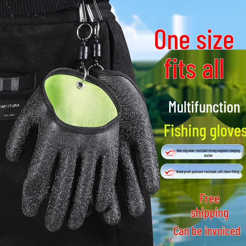 Non-slip Anti-puncture Fishing Gloves with Magnetic Buckle
