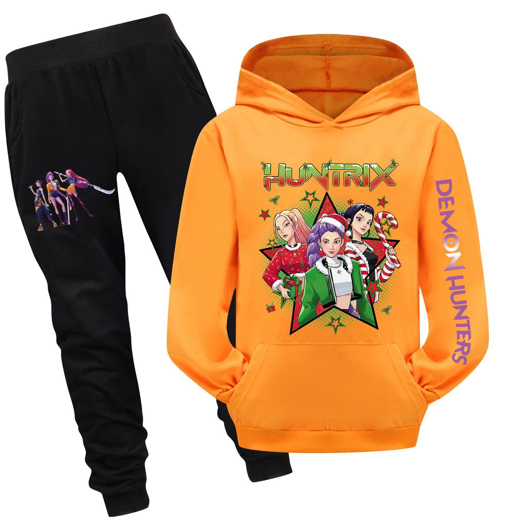 Children's Hooded Top And Pants Two-piece Tracksuit Set Long-sleeved Printed Sweatshirt Set