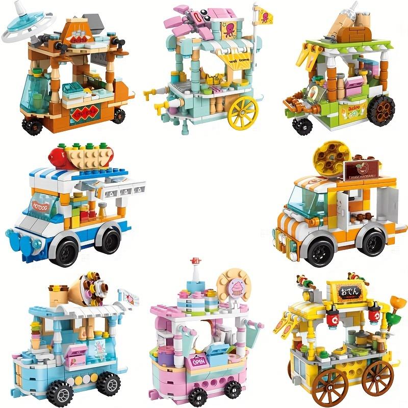 1 Bag Small Particles City Strect View Series Takeaway Car Food Truck Tricycle Auto Retail Store Vehicle Building Blocks Bricks