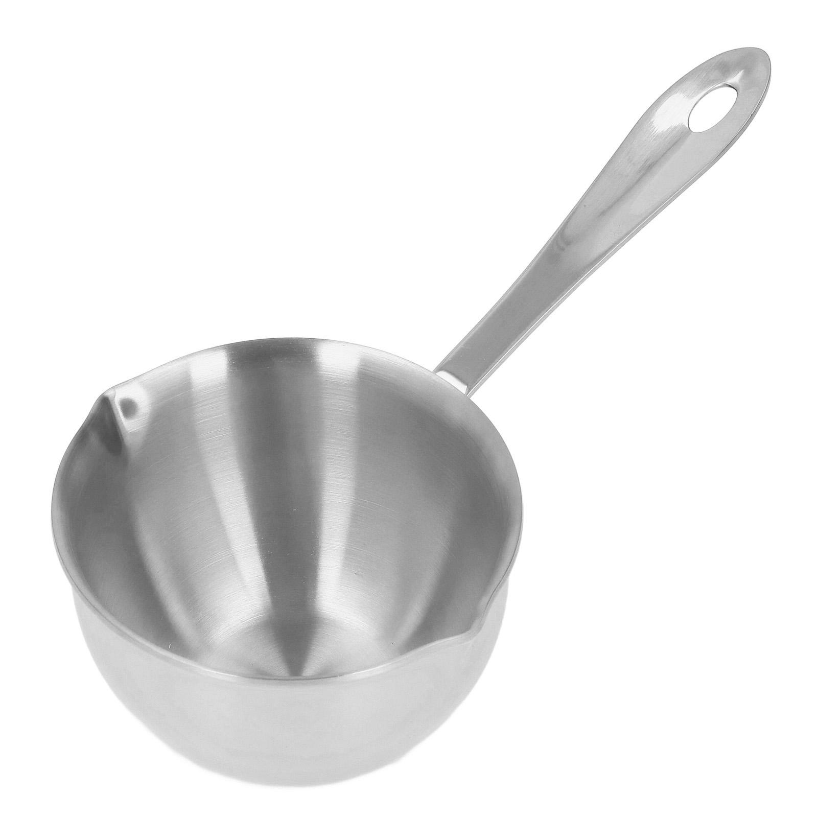 Stainless Steel Saucepan Professional Home Cooking Sauce Pan with Pour Spouts for Milk Chocolate Hot Silver