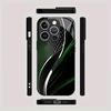 Green striped splicing tempered glass phone case suitable for iPhone 17 16 15 14 13 12 11 Pro Max Plus anti drop and shockproof