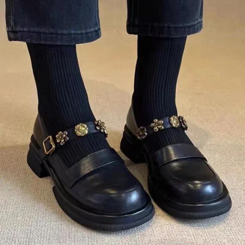 

Элегантные короткие туфли на среднем каблуке для женщин, ботильоны-носки с круглым носком, женские ботильоны коричневого цвета, эластичная обувь, весна-осень 40 чёрный